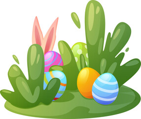 Easter Eggs on Grass