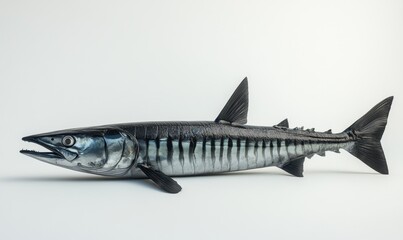 Barracuda fish on white background, ideal for marine life studies