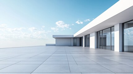 Obraz premium Modern flat roof covered with high-quality polymeric tiles, with sharp lines and a uniform pattern. Clean look with copy space.