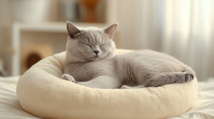 Cat on fluffy blanket 