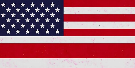 Fototapeta premium A stylized somewhat weathered representation of the American flag with red stripes a blue star field and a textured backdrop.