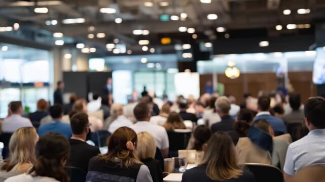 Defocused Image Of Business People At Seminar
