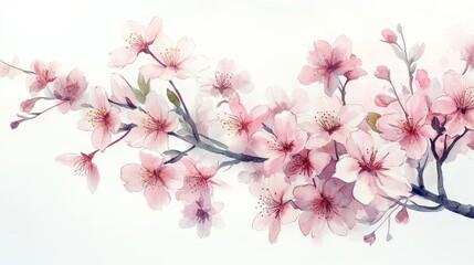 A delicate watercolor illustration of cherry blossoms on a branch, evoking springtime beauty.