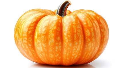 Single Orange Pumpkin on White Background