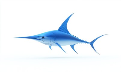 Obraz premium Blue marlin swimming on white background, ideal for marine life projects