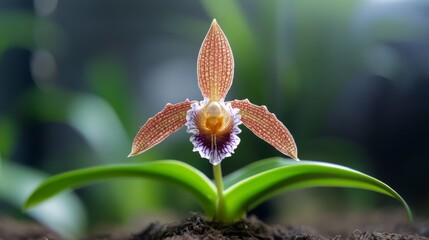 Close-up orchid in greenhouse setting