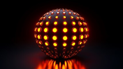 Obraz premium Abstract 3D Object Resembling a Globe with Glowing Elements – Futuristic and Dynamic Design