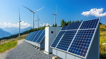 Solar Panels and Wind Turbines in a Renewable Energy Landscape