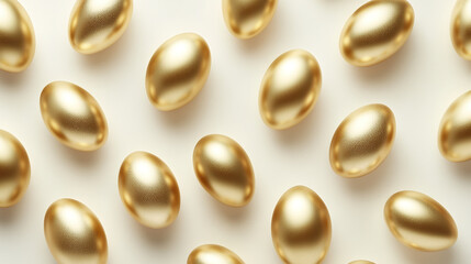 Golden eggs arranged in chic and modern pattern