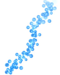 Fototapeta premium A string of interconnected translucent blue spheres resembling a stylized molecular structure or abstract organic growth isolated on a white background.