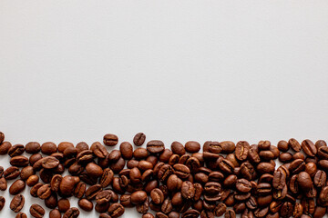 coffee beans on burlap background