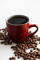 coffee beans and cup