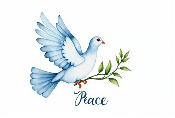 Obraz premium Watercolor Dove with Olive Branch