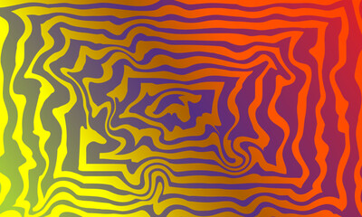 abstract colorful groovy hippie 70s backgrounds. Waves, swirl, twirl pattern with gradient color. Twisted and distorted vector texture in trendy retro psychedelic style. Y2k aesthetic.