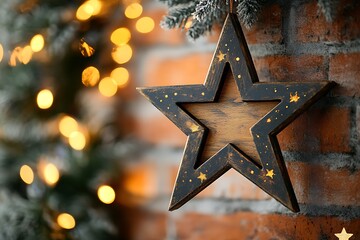 Christmas Star on Brick Wall
