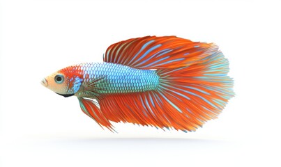 Fototapeta premium Colorful betta fish with flowing fins isolated on white background