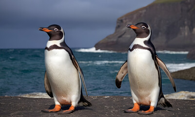 two penguins on a rock