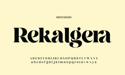 Rekalgera vector font alphabet with numbers