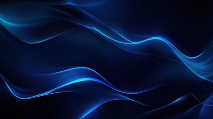 Abstract Blue Wave Background  Glowing Lines  Dark Blue  Smooth Curves