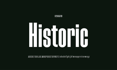 Historic vector font alphabet with numbers