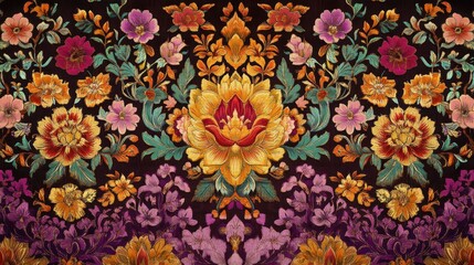 Luxurious Floral Embroidery Textile Pattern