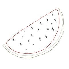Vector Illustration of  Watermelon, Line Draw