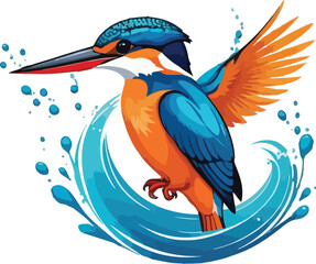Kingfisher flying vector design, Colorful Kingfisher Illustration vector design