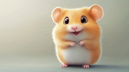 Fototapeta premium Adorable cartoon hamster with a cheerful expression.