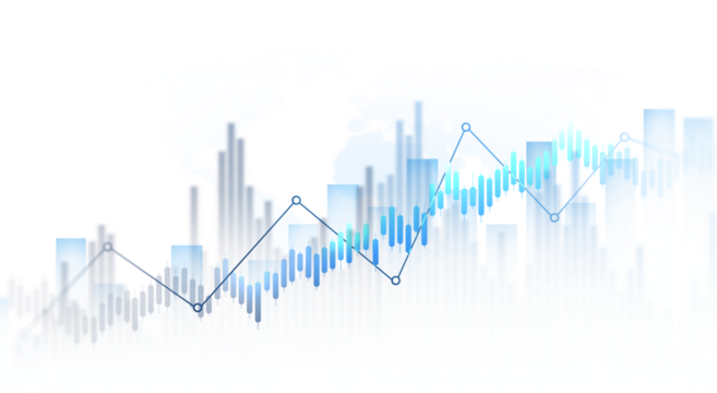 Transparent or png stock market investment trading graph growth.Trade business analytics graph and financial chart.
