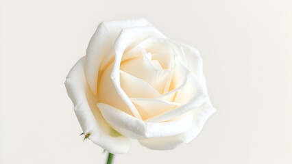 Elegant white rose in full bloom with soft pastel background, delicate petals, romantic floral photography, purity and love concept, wedding inspiration