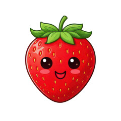 Obraz premium Cute strawberry character, white isolate background