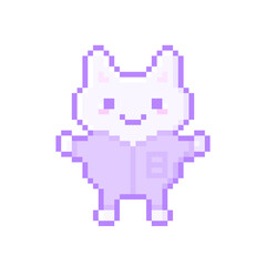 ピクセルアートなお腹ぽんぽんねこモンスター　ツナギバージョン⭐︎PNG