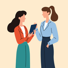 illustration of two businesswomen talking