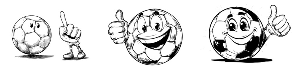 Cartoon character or mascot of a soccer ball or football
