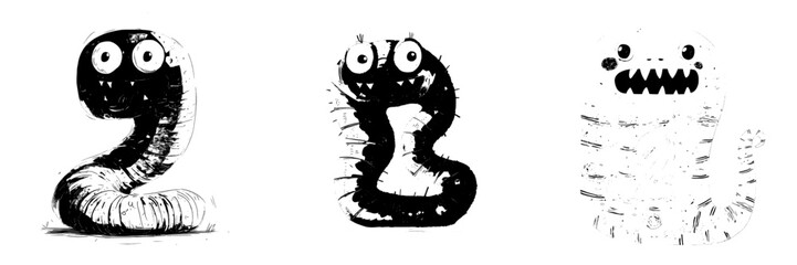 Fototapeta premium The illustration features a pink worm-like bacterium with eyes, portrayed as a cartoonish monster embodying a modern bacterial infection, characterized by a comic, yet menacing germ with eyes and a