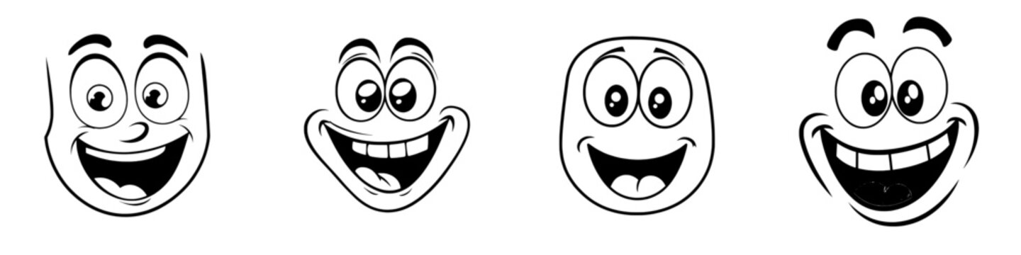 A modern cartoon face icon is depicted with an isolated facial expression, showcasing a wide and lustful smile, symbolizing a funny character flirting with a positive emotion