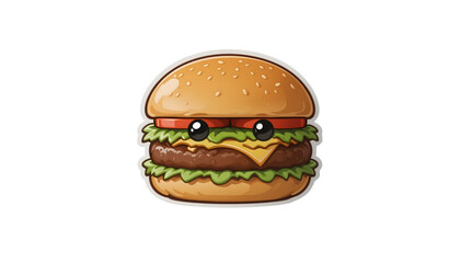 Cute Cartoon Burger Sticker Illustration - Kawaii/Cute Characters