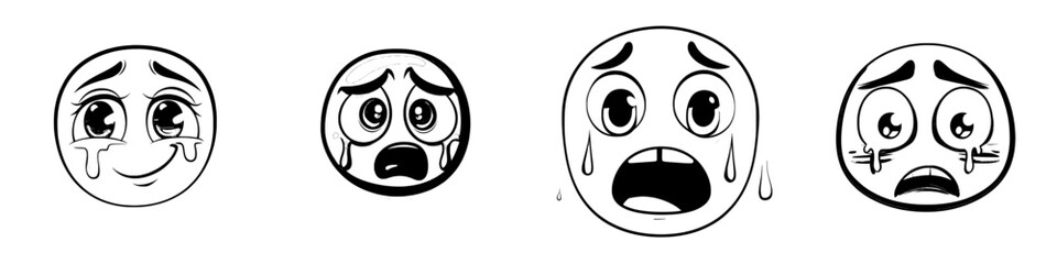 Astonished cartoon face with a comical expression, featuring wide, goggle eyes and an open mouth, symbolizing wow feelings on a white background