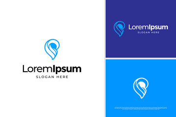 Minimalist letter P travel wave logo vector design. Initial P pin travel logo design template