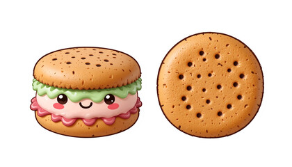 Cute Kawaii Cookie Sandwich, 3D Render - Kawaii/Cute characters
