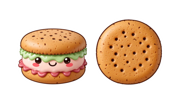 Cute Kawaii Cookie Sandwich, 3D Render - Kawaii/Cute characters