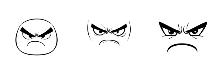 The modern isolated sullen grim comic smiley of eyes and mouth is depicted by a gloomy smile face emoticon, cartoon line emoji