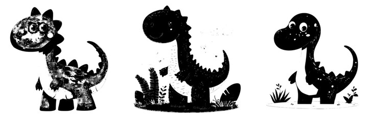 The cartoon tyrannosaur dinosaur, a cute t-rex dino, is portrayed as a funny smiling jurassic era personage with green skin and long talons, characterized as a standing friendly reptile creature and