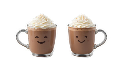 Happy Hot Chocolate Cups, Whipped Cream -  Kawaii/Cute Food: The sm.
