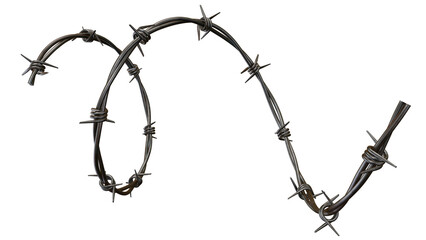 barbed wire isolated on white