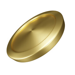Money Gold Coin in 3D Realistic Render featuring a Blank Golden surface isolated as a Currency Symbol for Finance Investment and Treasure perfect for Digital Assets and Economic Wealth concepts