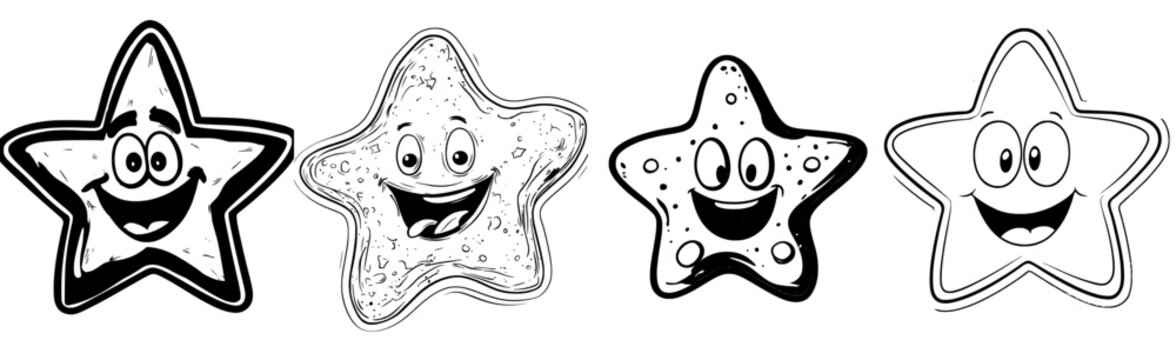 A confident and swaggering cartoon sheriff from the wild west, represented by a retro groovy star character, is ready to maintain justice in the frontier, alongside a modern isolated golden sheriff