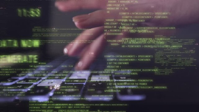 Woman working on digital tablet with graphic user interface hologram showing concepts of big data science technology. Open source code programmer. Futuristic abstract 3d rendering.