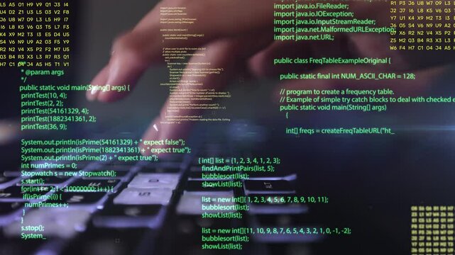 Woman working on digital tablet with graphic user interface hologram showing concepts of big data science technology. Open source code programmer. Futuristic abstract 3d rendering. - Powered by Adobe