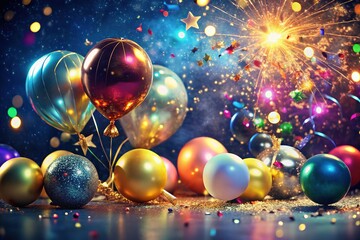 Sparkling New Year's Eve Celebration: Confetti, Balloons, and Festive Decorations